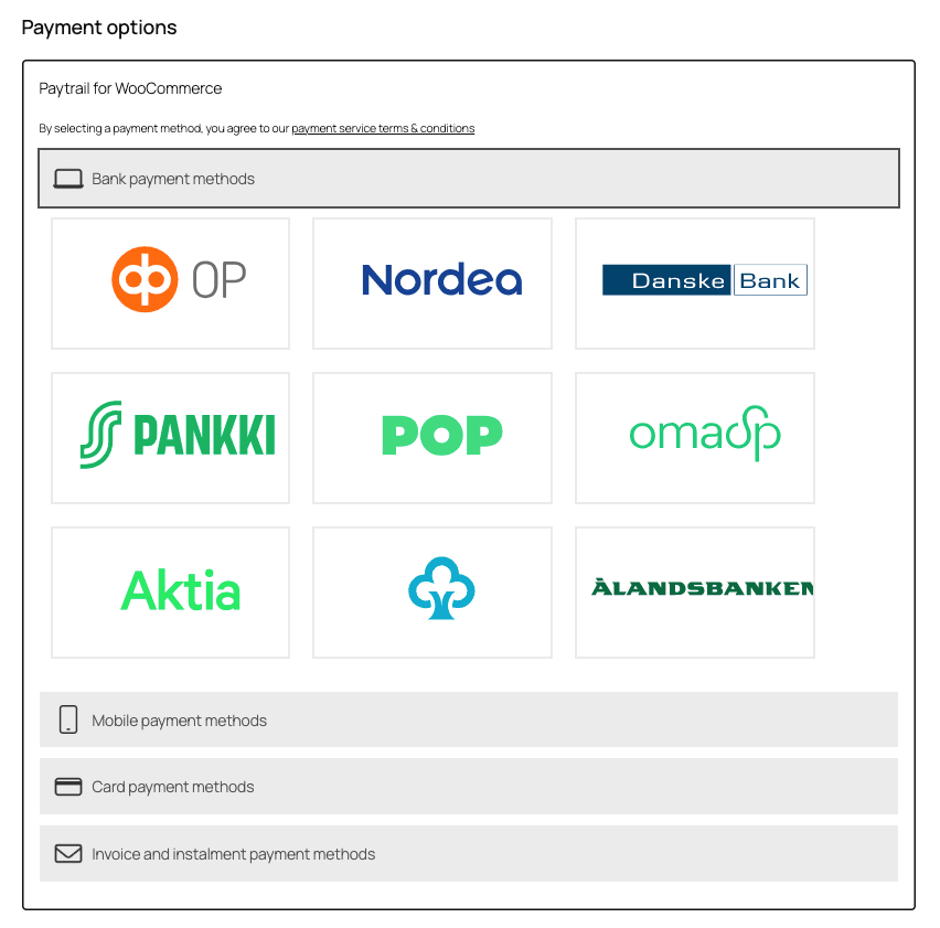 Paytrail payment options